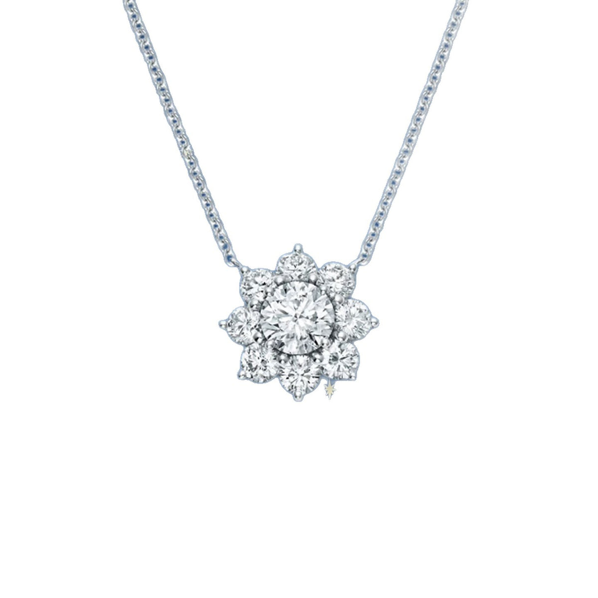 Harry Winston Style Sunflower Cubic Zirconia Necklace detail view 4