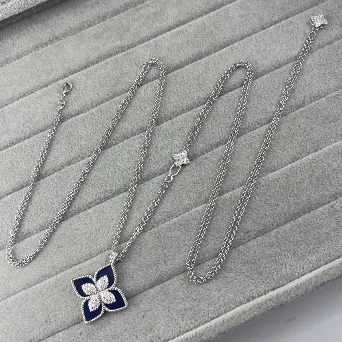 Roberto Coin Style Four-Leaf Clover Cubic Zirconia Necklace detail view 6