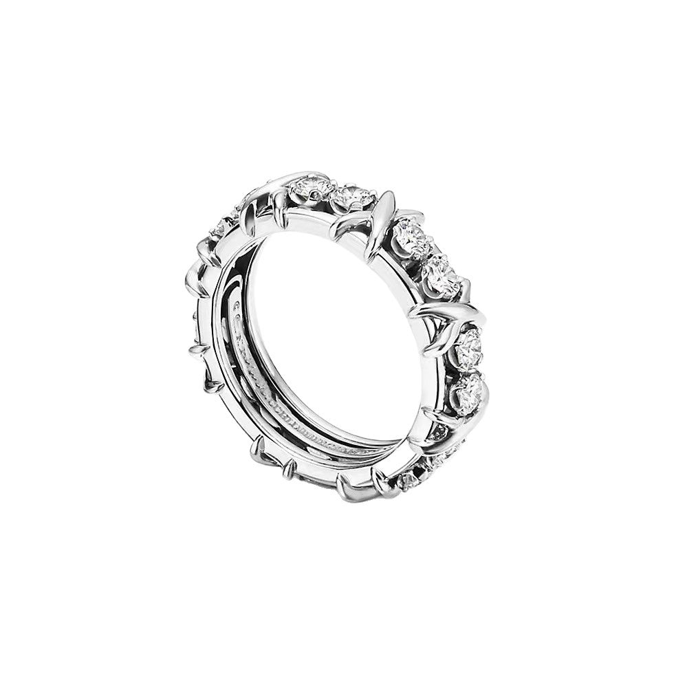 Tiffany Style Crossover Cubic Zirconia 18K Gold-Plated Ring detail view 4