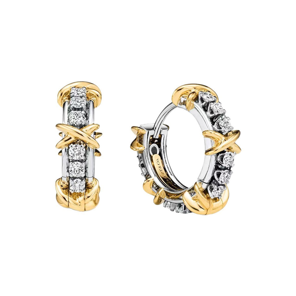 Tiffany Style Crossover Cubic Zirconia 18K Gold-Plated Earrings detail view 4