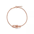Tiffany Style Horseshoe Cubic Zirconia 18K Gold-Plated Bracelet - Small Double Ring Horseshoe Rose Gold Tone