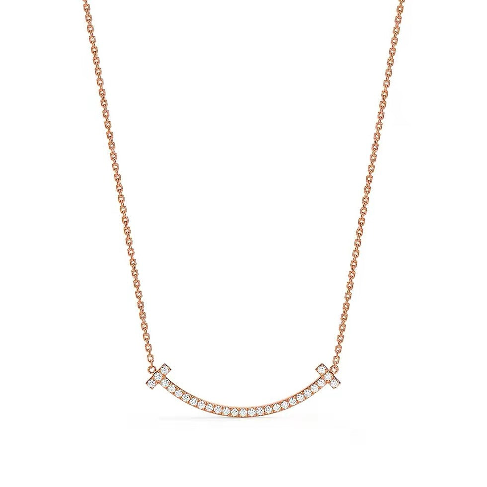 Tiffany Style Smile Cubic Zirconia Necklace detail view 2