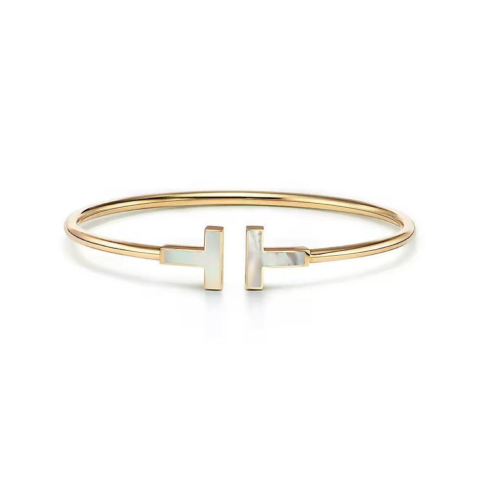 Tiffany Style T Motif Cubic Zirconia Bangle detail view 22