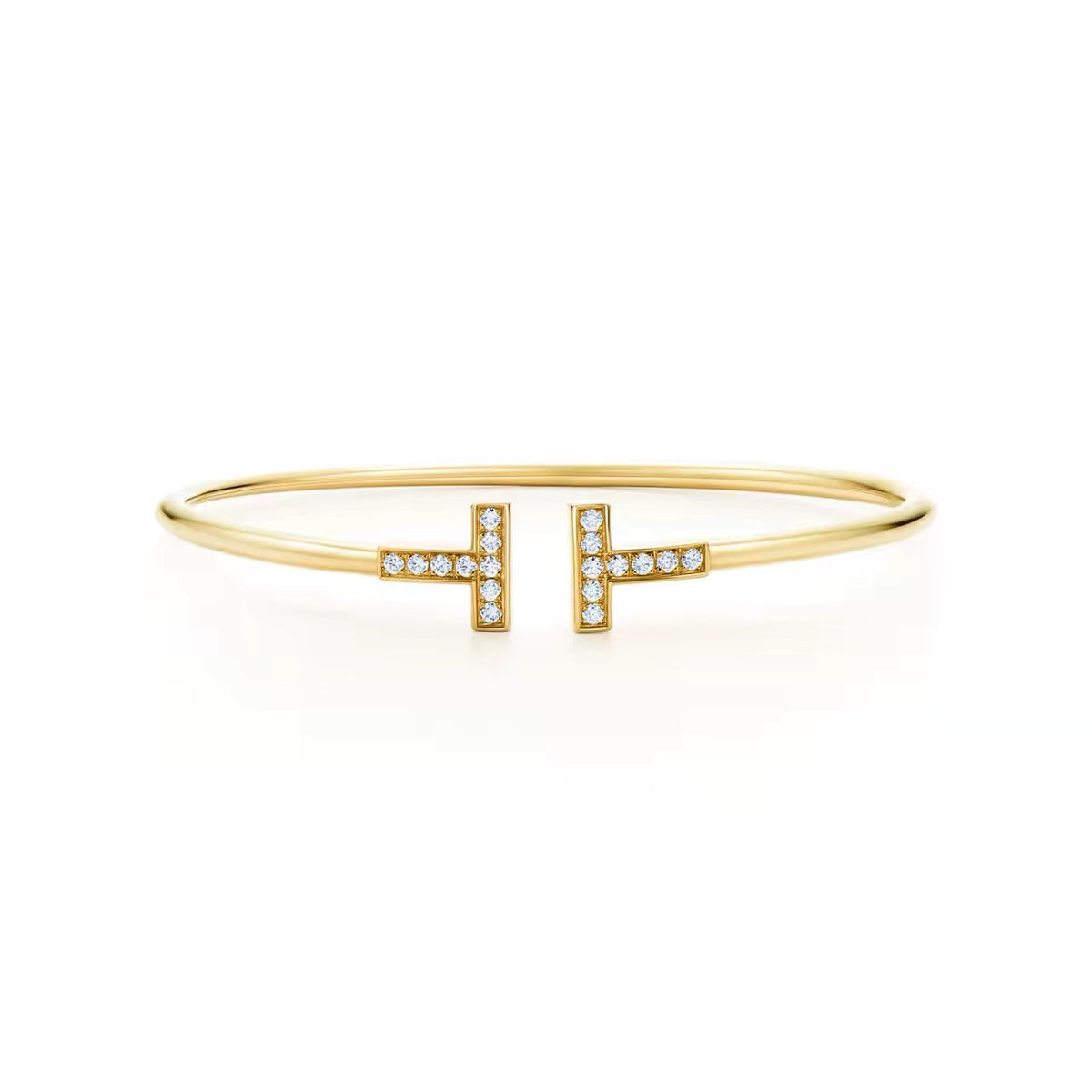 Tiffany Style T Motif Cubic Zirconia Bangle detail view 10