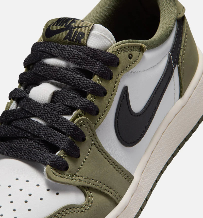 Air Jordan 1 Low OG Medium Olive And Summit White Grade School Lifestyle Shoe