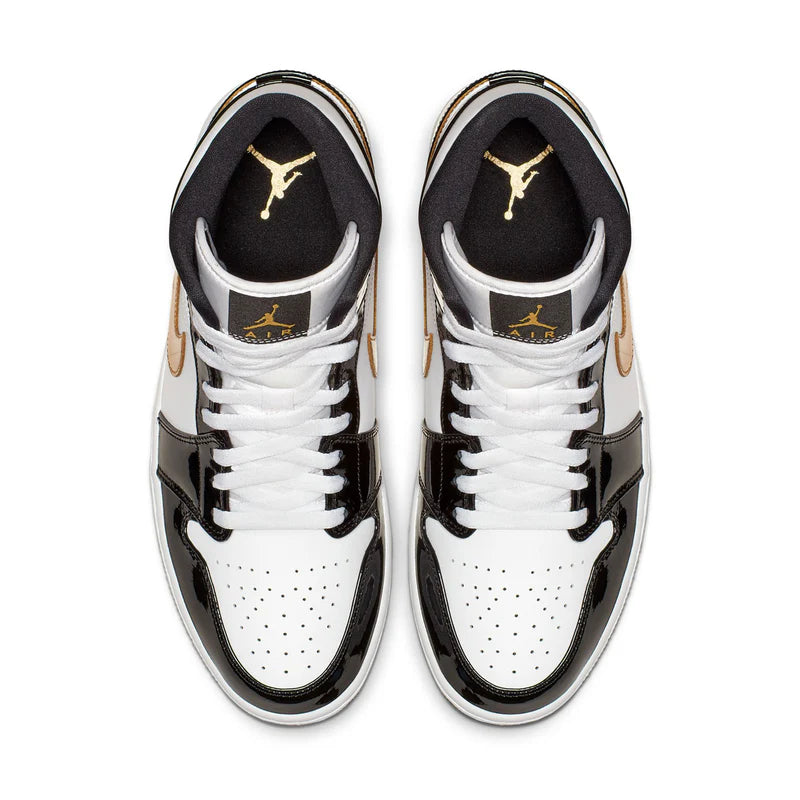 Air Jordan 1 Mid SE Patent Black Gold
