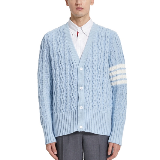 Classic Striped Cable Sweater Jacket THOM TREND