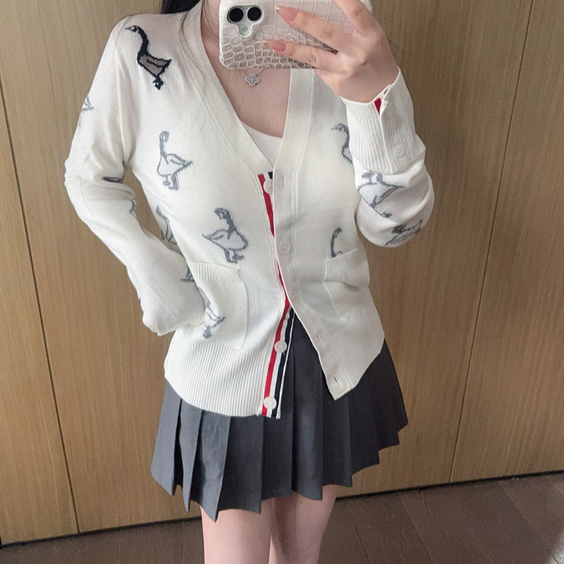2025SS  Women's Swan Intarsia Knit Cardigan THOM TREND