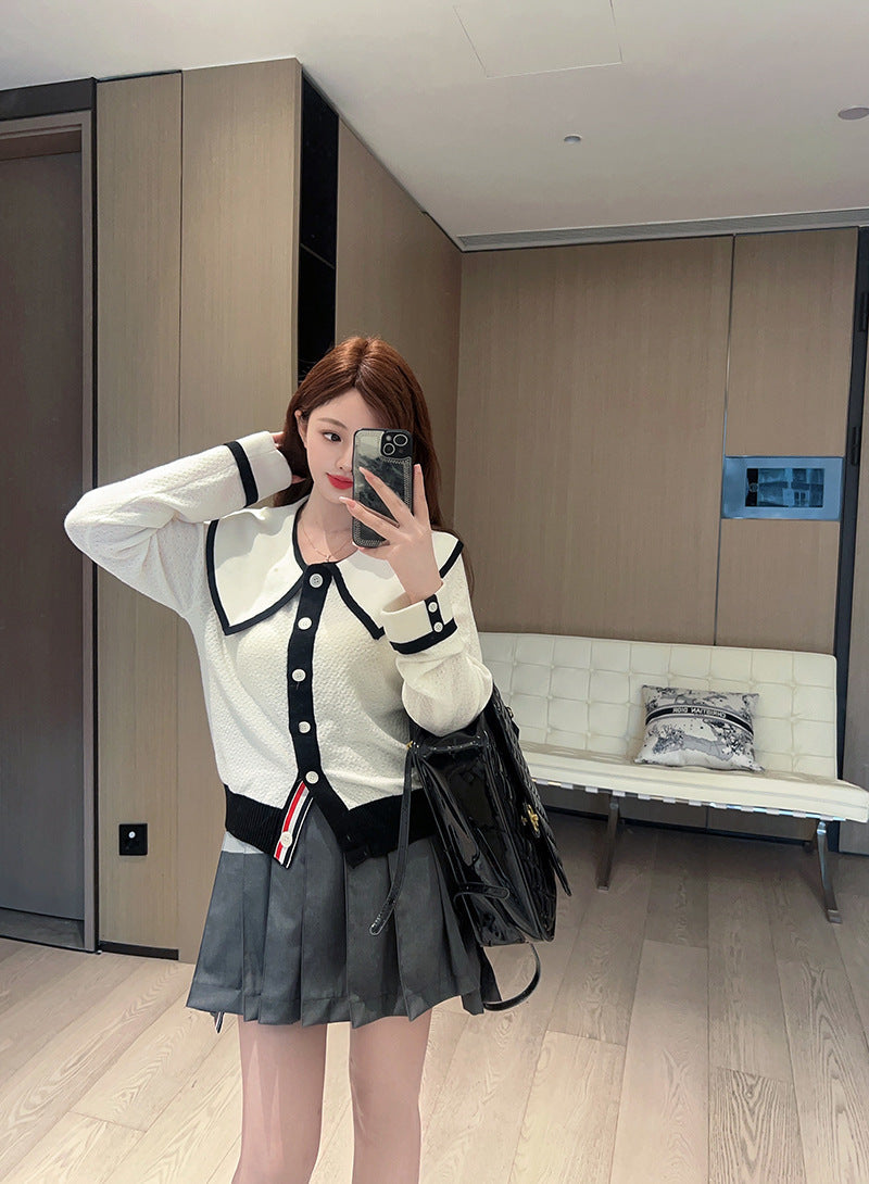 Preppy Lapel Knit Sweater