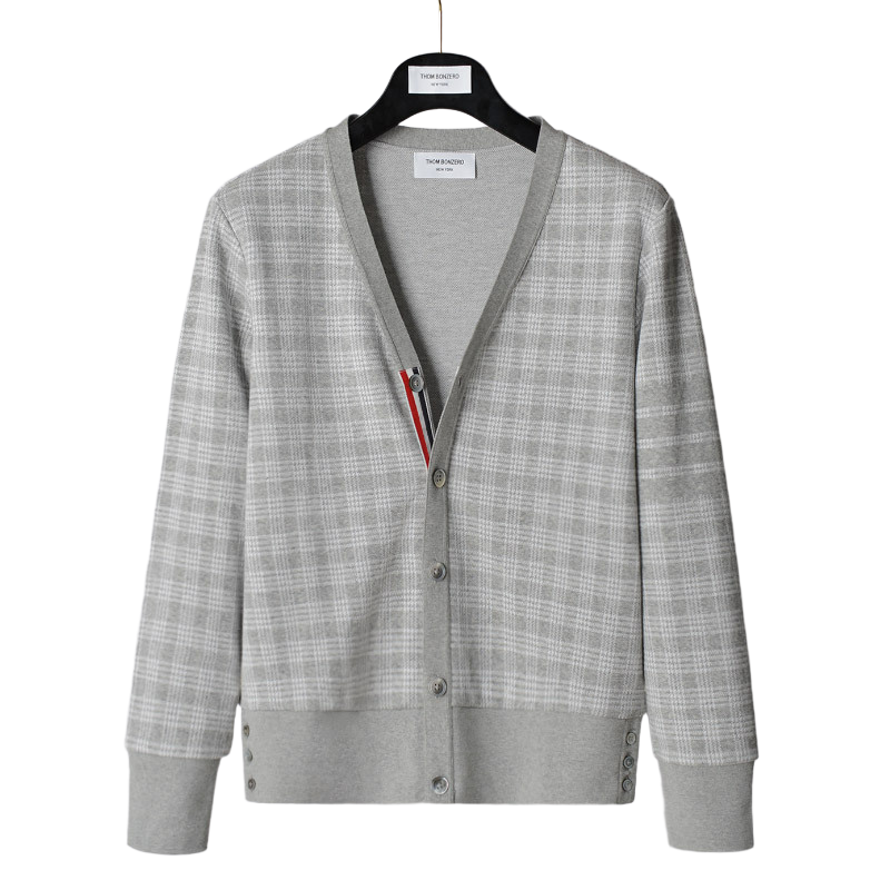 Check jacquard cardigan jacket THOM TREND