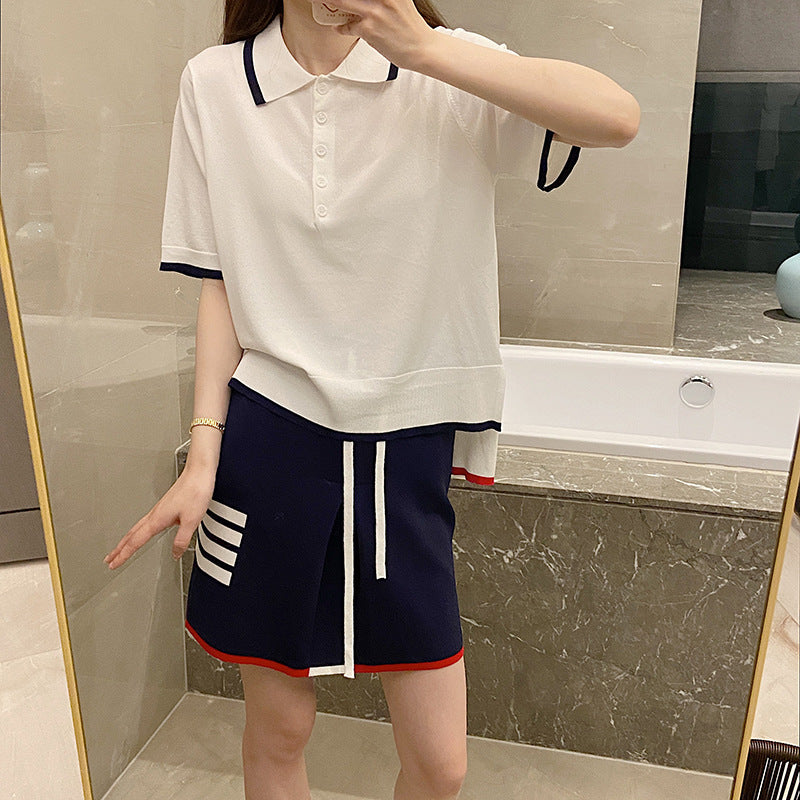 Polo collar short sleeve T-shirt