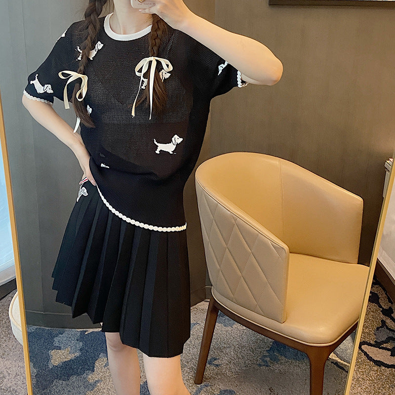 Crew neck hollow pullover sweater