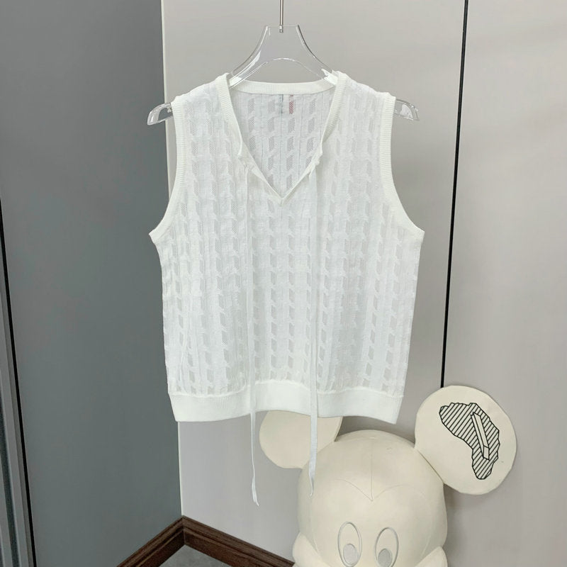 New yarn splicing lace-up vest THOM TREND