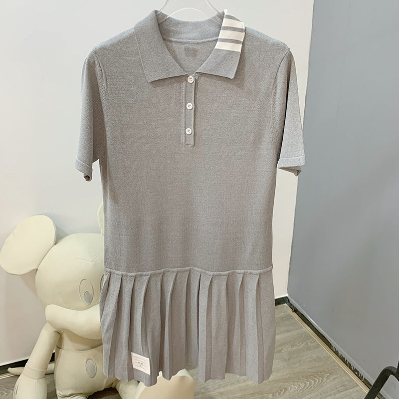 Women's four-stripe POLO collar dress THOM TREND