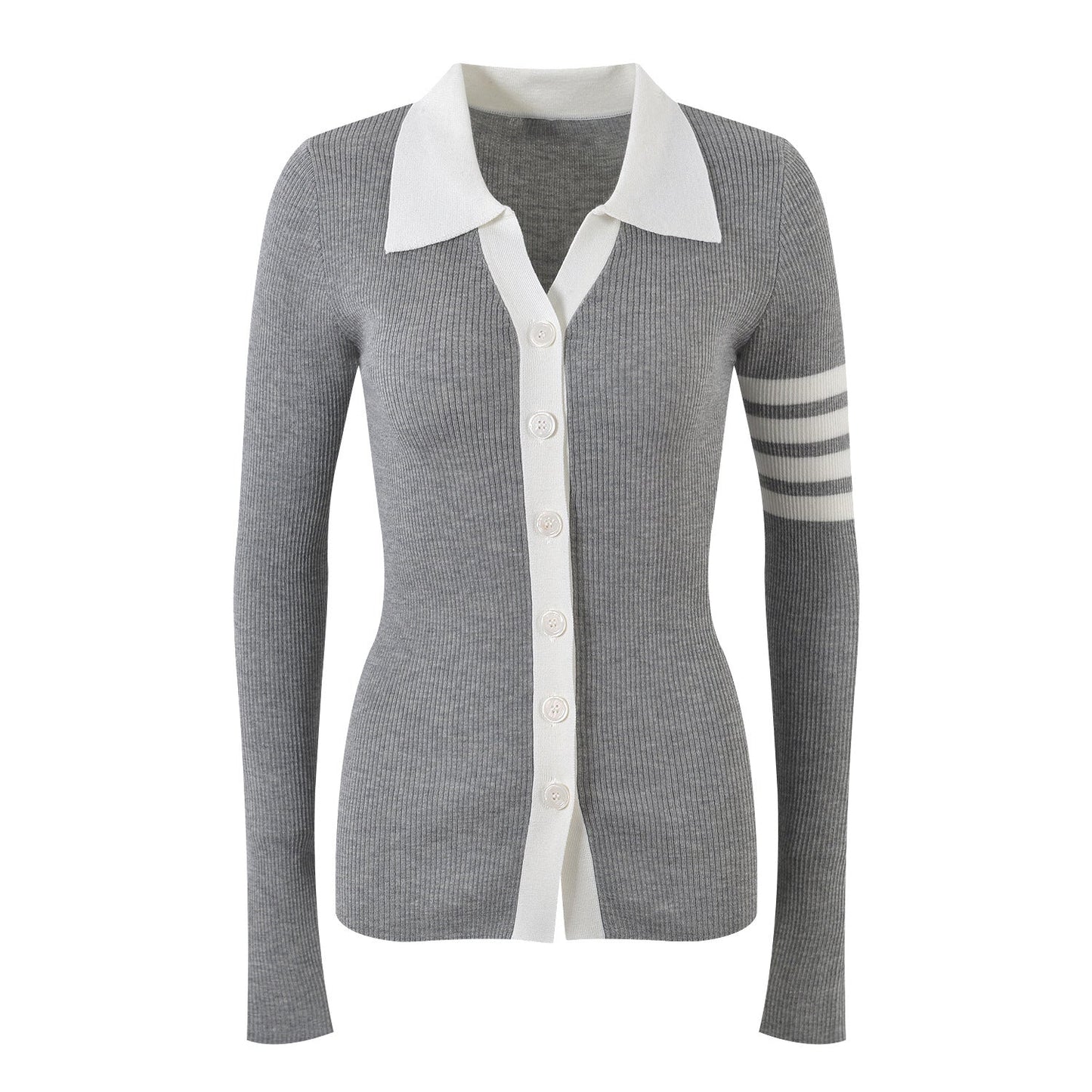 Contrast lapel cardigan