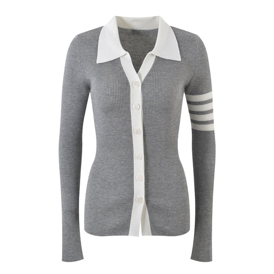 Contrast lapel cardigan