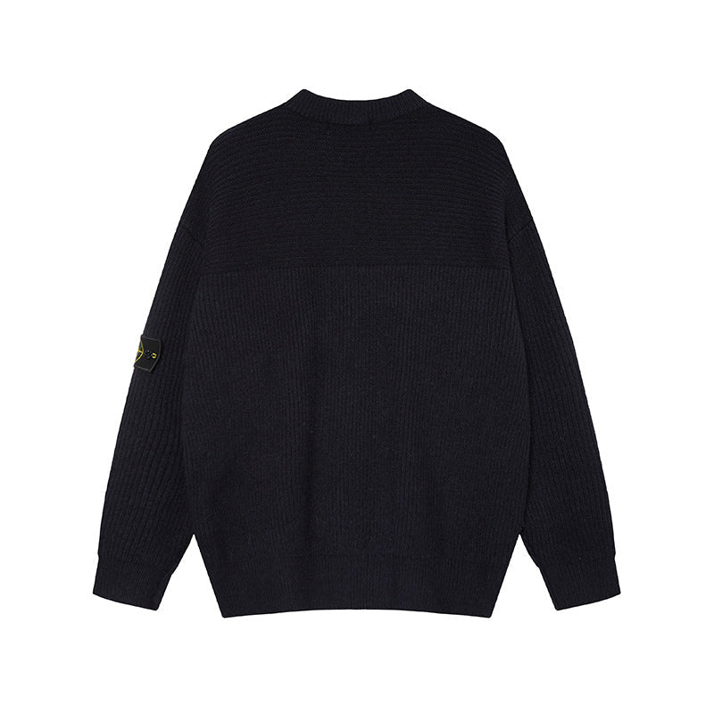 Stone Island Compass Badge Crewneck Knit Sweater - Gray product detail view