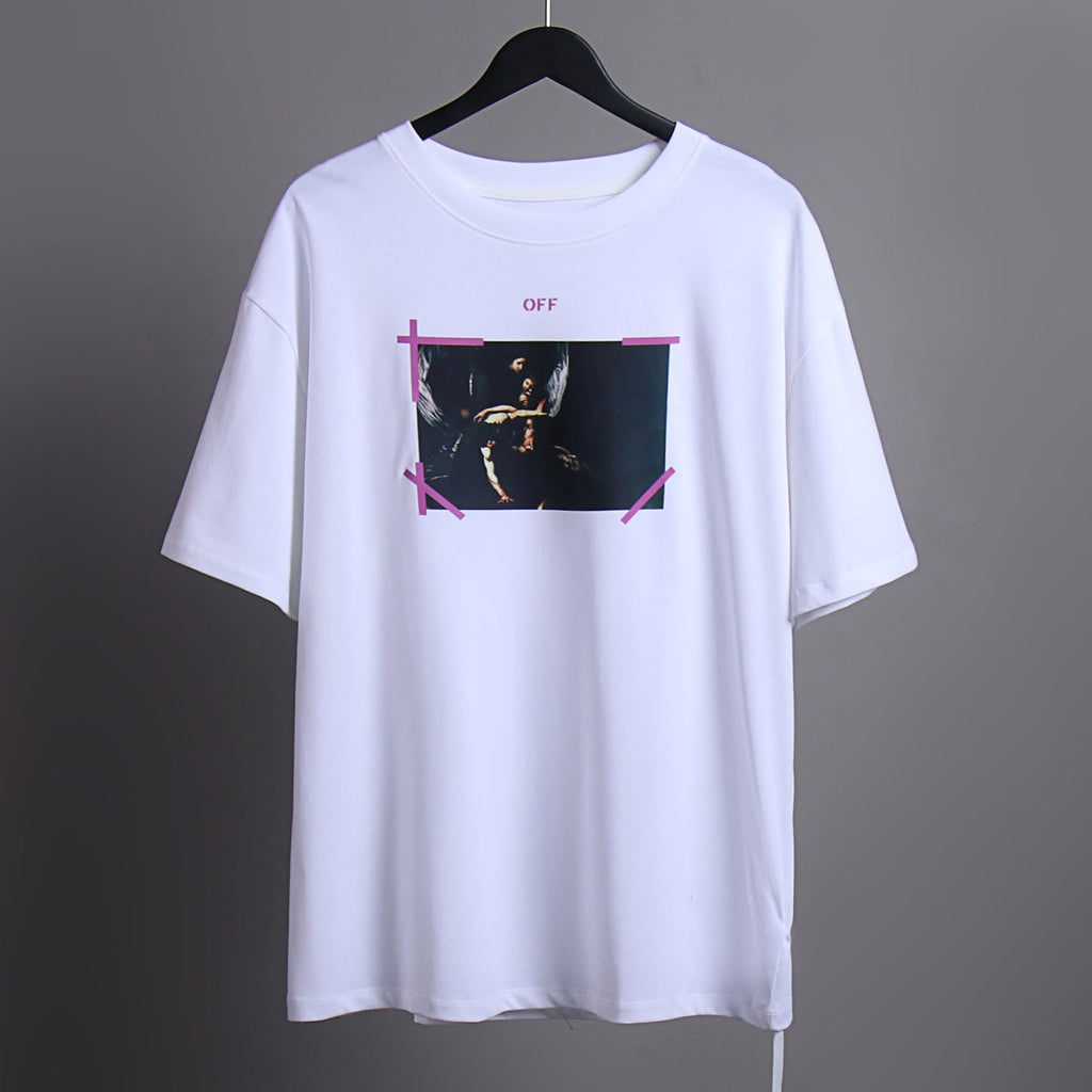Off-White Neon Photo Frame Back Print Cotton T-Shirt - Black product detail view