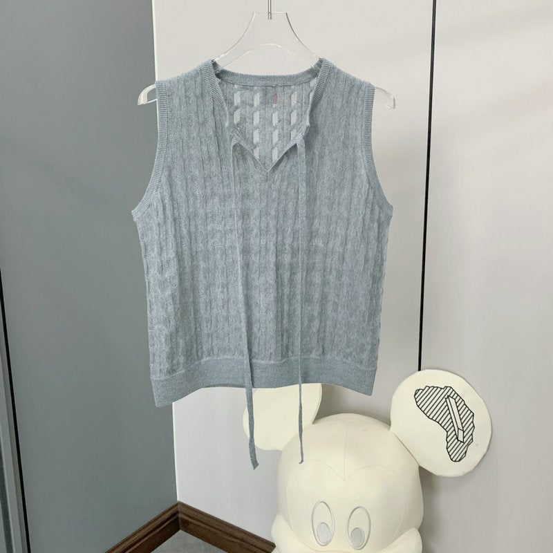 New yarn splicing lace-up vest THOM TREND