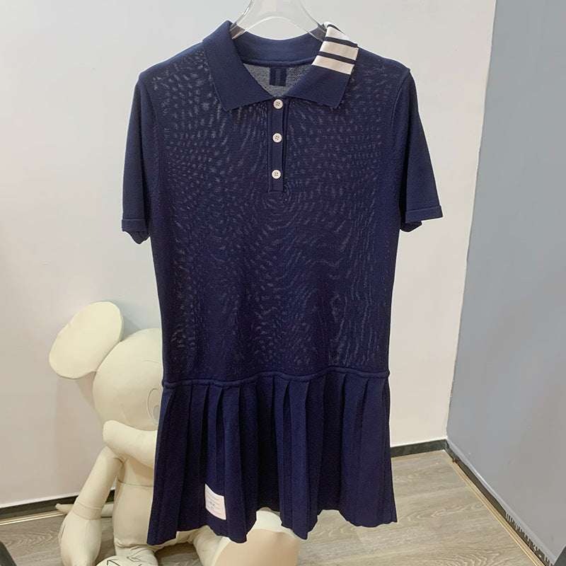 Women's four-stripe POLO collar dress THOM TREND