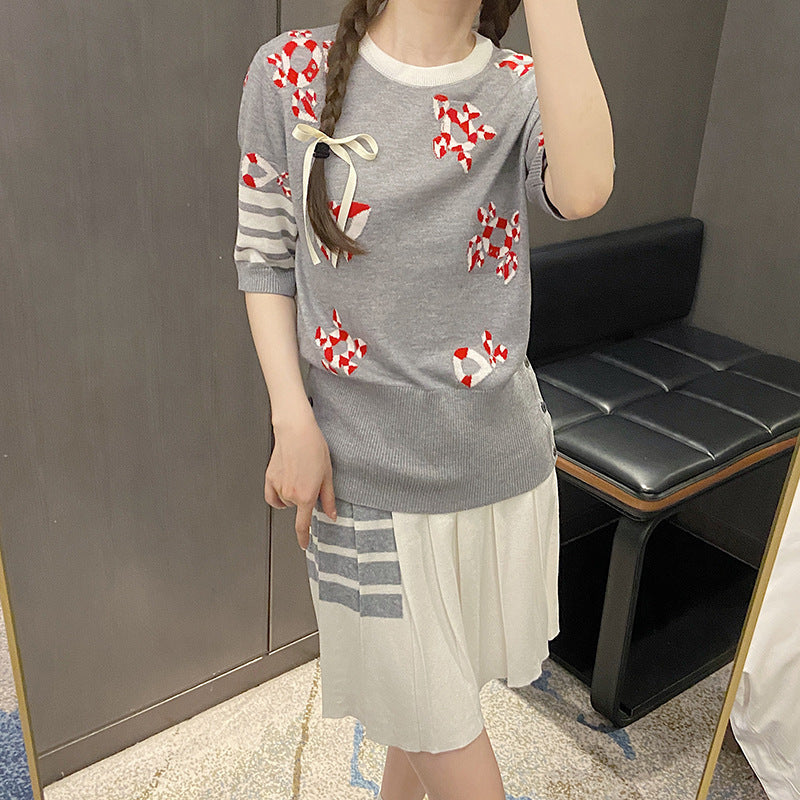 Cartoon round neck high waist T-shirt