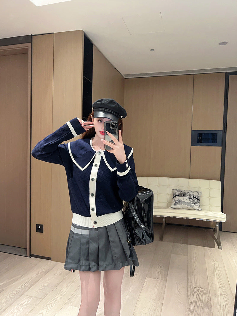 Preppy Lapel Knit Sweater