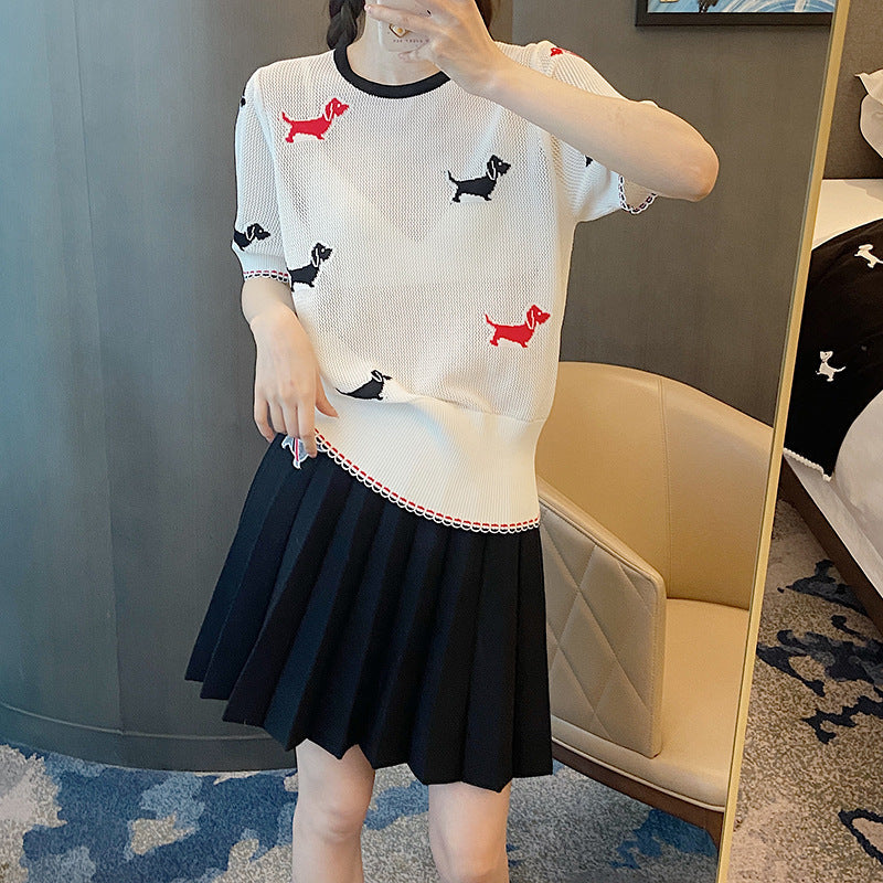 Crew neck hollow pullover sweater