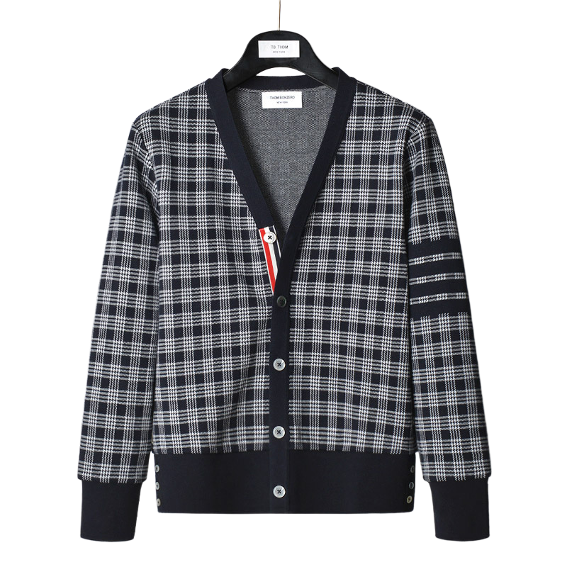 Check jacquard cardigan jacket THOM TREND