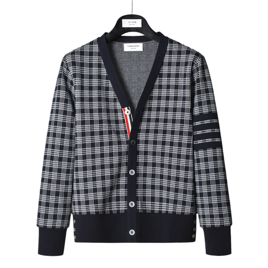 Check jacquard cardigan jacket THOM TREND