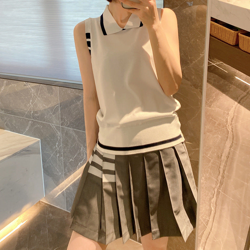 Polo collar sleeveless top
