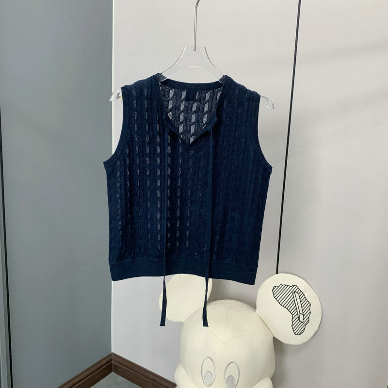 New yarn splicing lace-up vest THOM TREND