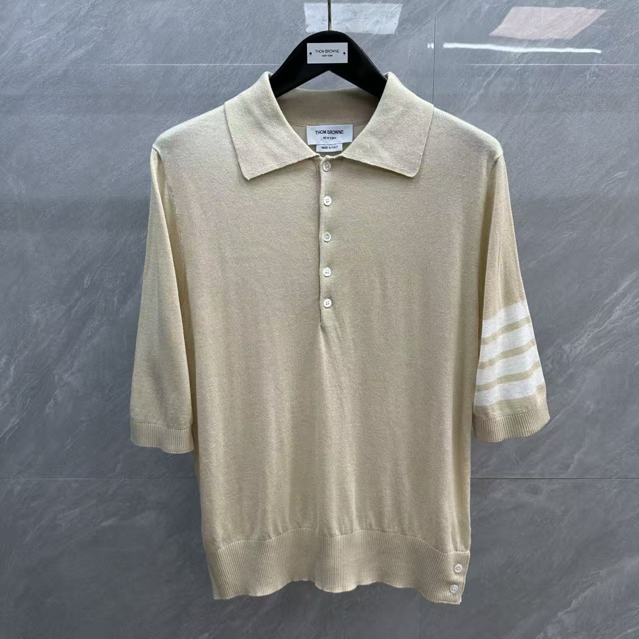 Four-Bar Polo Collar Short Sleeve Shirt THOM TREND