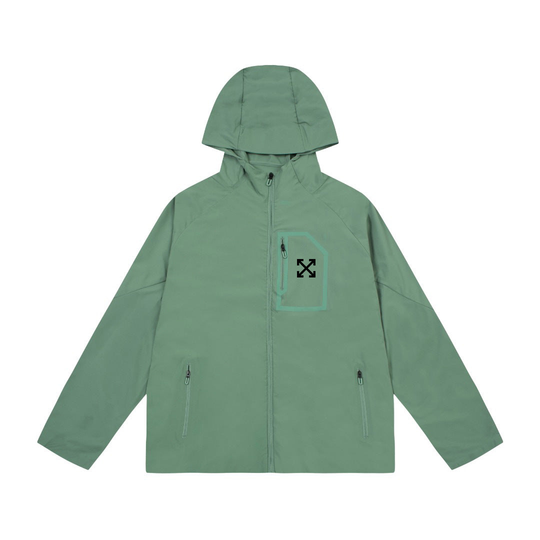 Off-White White Hooded Windbreaker Jacket for Men