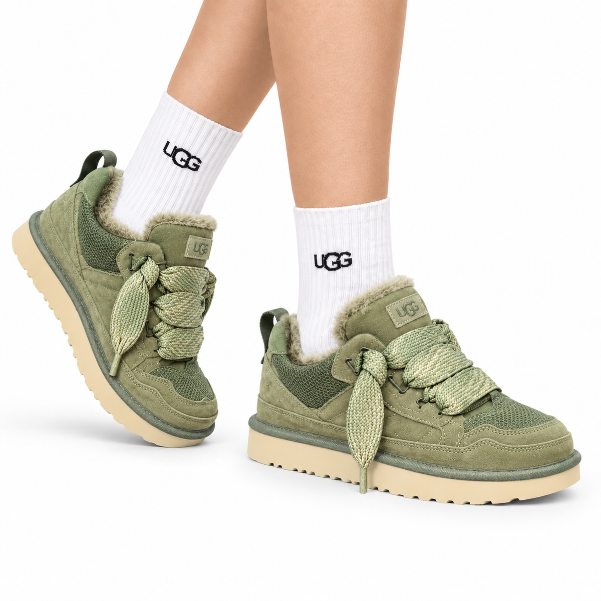 UGG Sage Mel Suede Mesh Low-Top Shoes - side-angle hero view