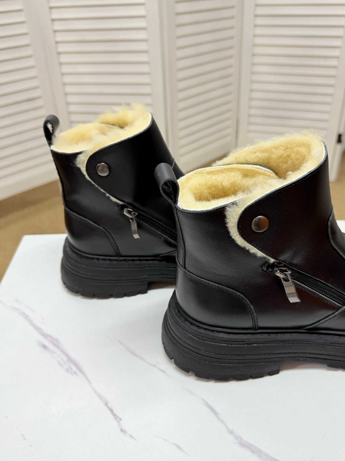 UGG Black Folded-Cuff Leather Boots - product view 4