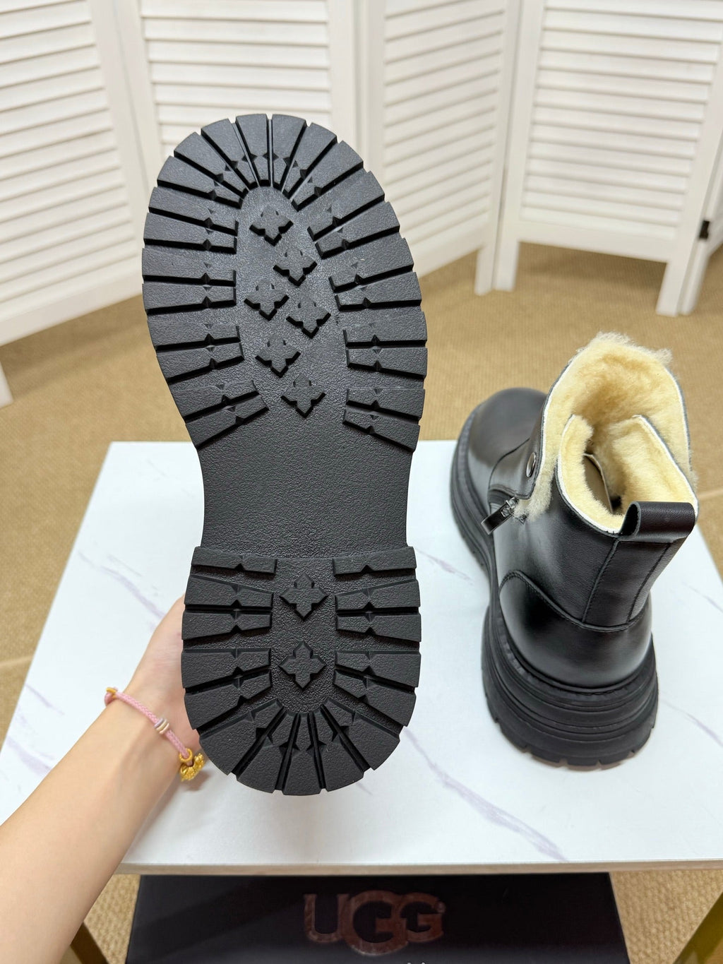 UGG Black Folded-Cuff Leather Boots - product view 7