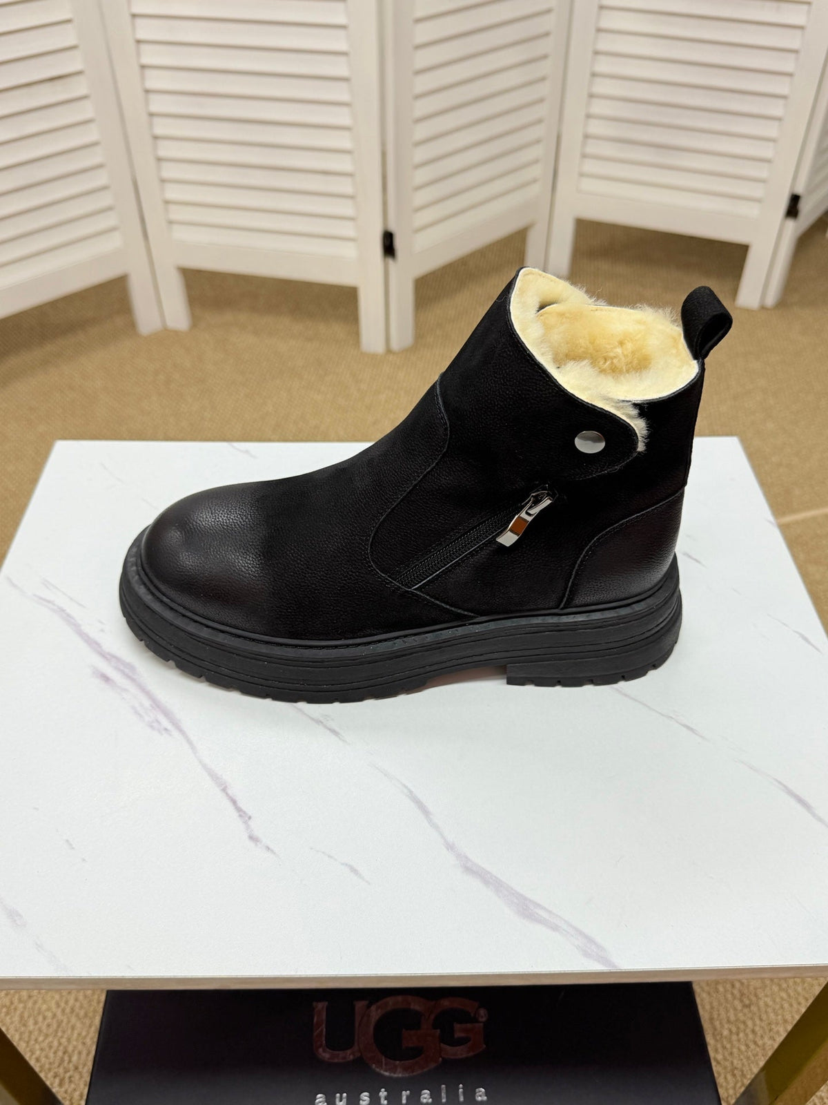 UGG Black Exposed-Shearling Ankle Boots - product view 2