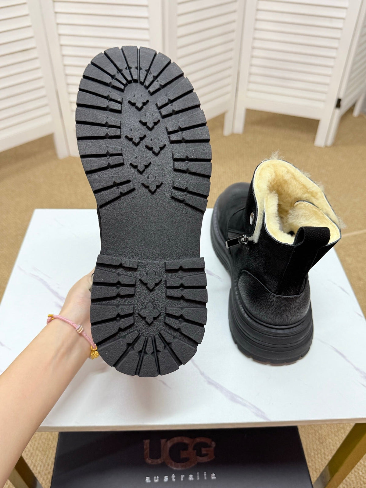 UGG Black Exposed-Shearling Ankle Boots - product view 6