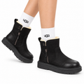 UGG Black Exposed-Shearling Ankle Boots - side-angle hero view