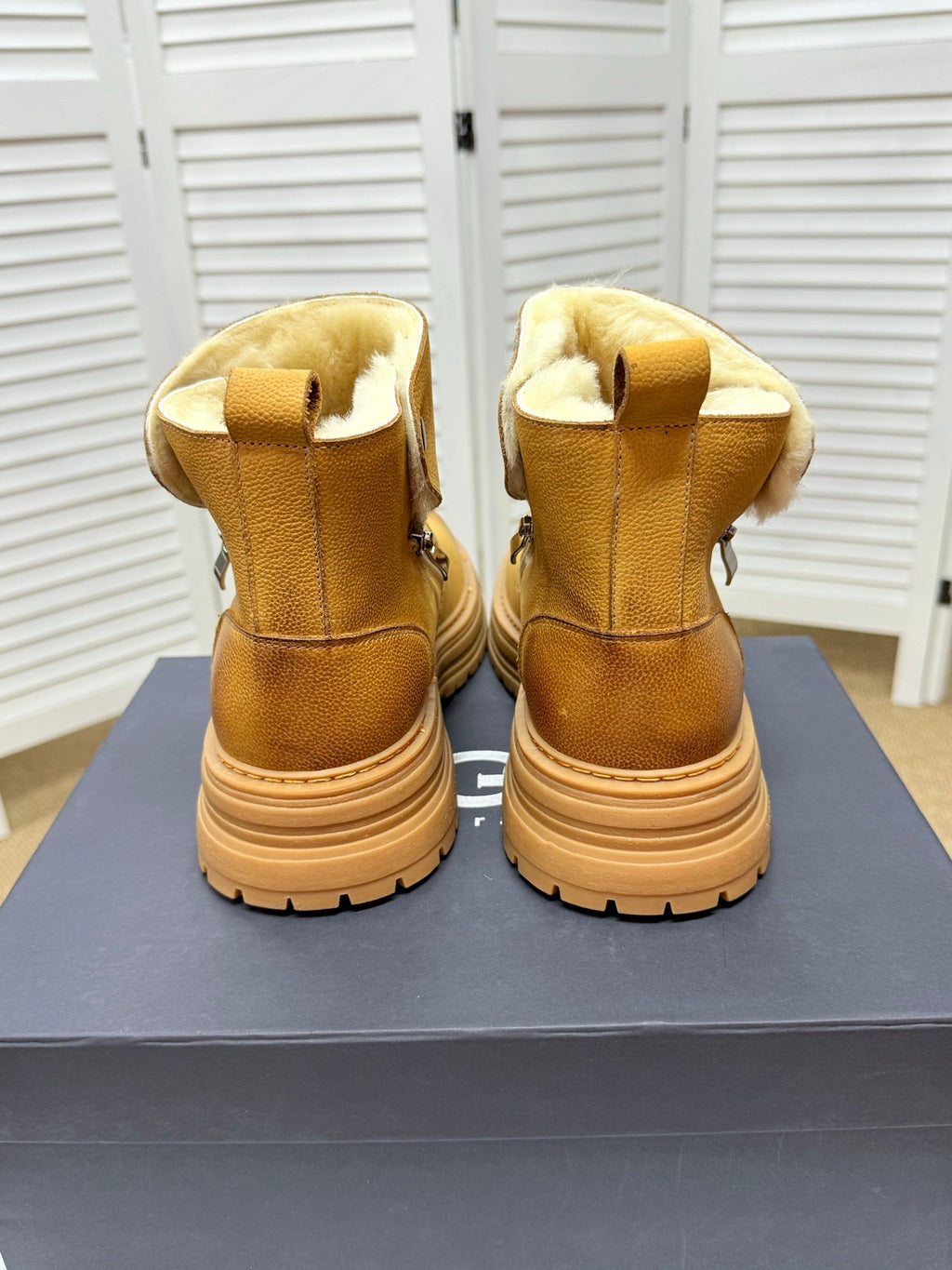 UGG Chestnut Shearling-Collar Leather Boots - product view 8