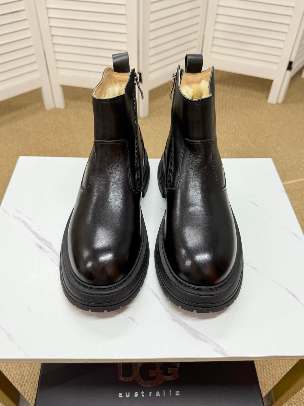 UGG Black Leather Side-Zip Boots - product view 2