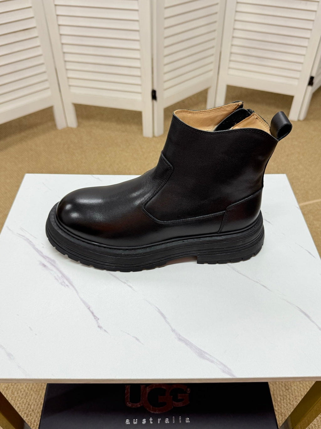 UGG Black Leather Side-Zip Boots - product view 3