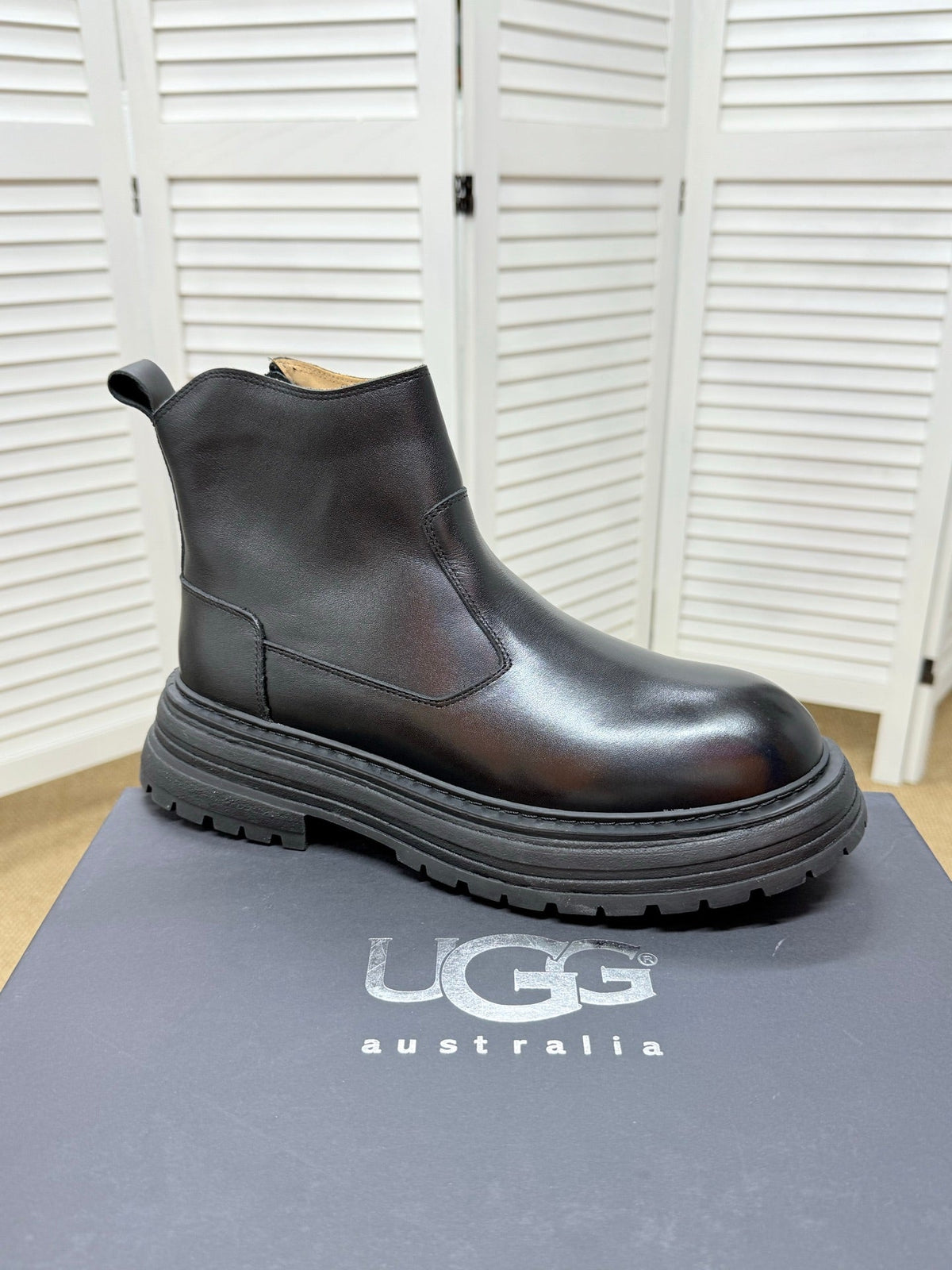 UGG Black Leather Side-Zip Boots - product view 5