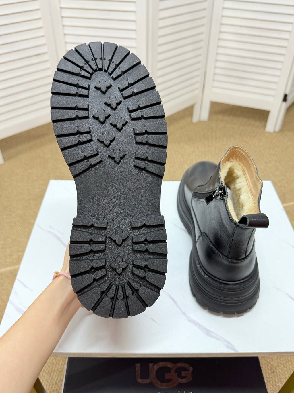 UGG Black Leather Side-Zip Boots - product view 7