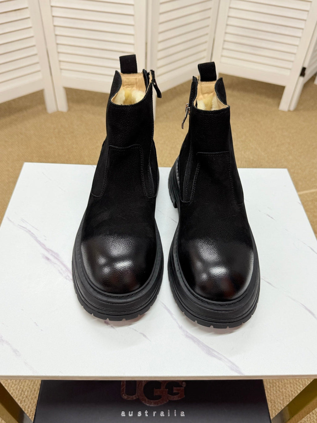 UGG Black Pull-On Leather Chelsea Boots - product view 2