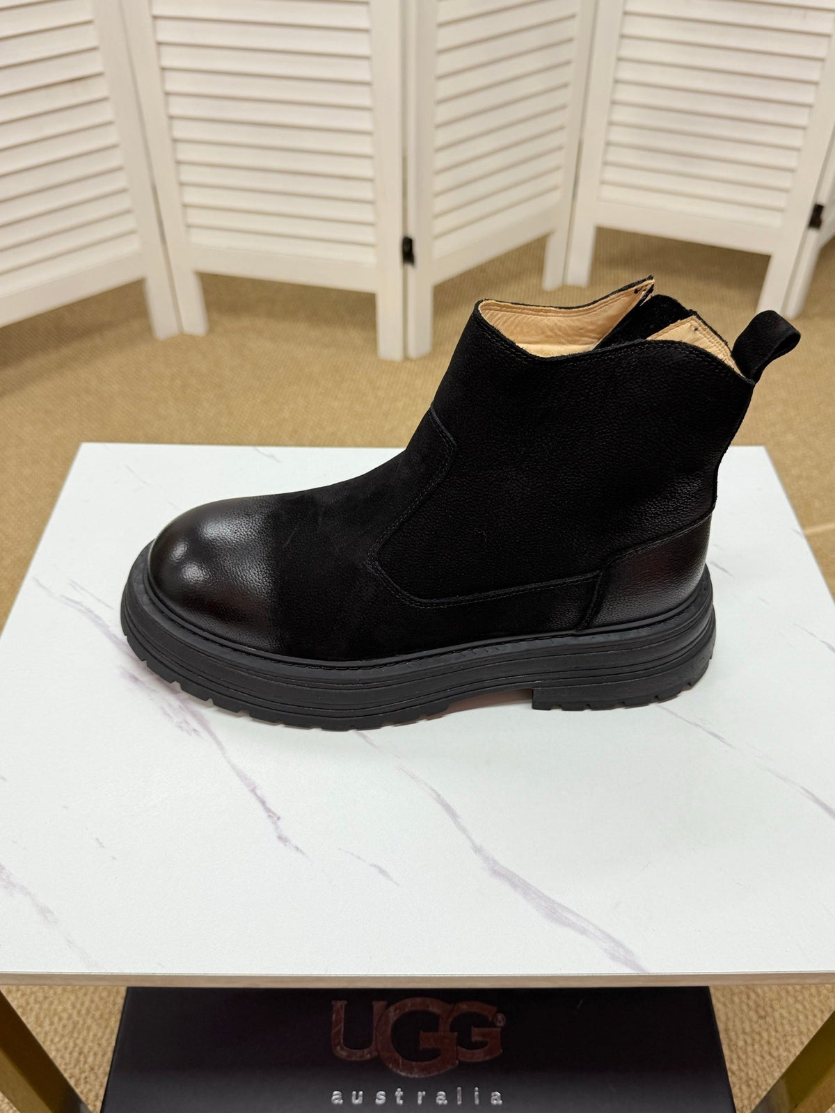 UGG Black Pull-On Leather Chelsea Boots - product view 3