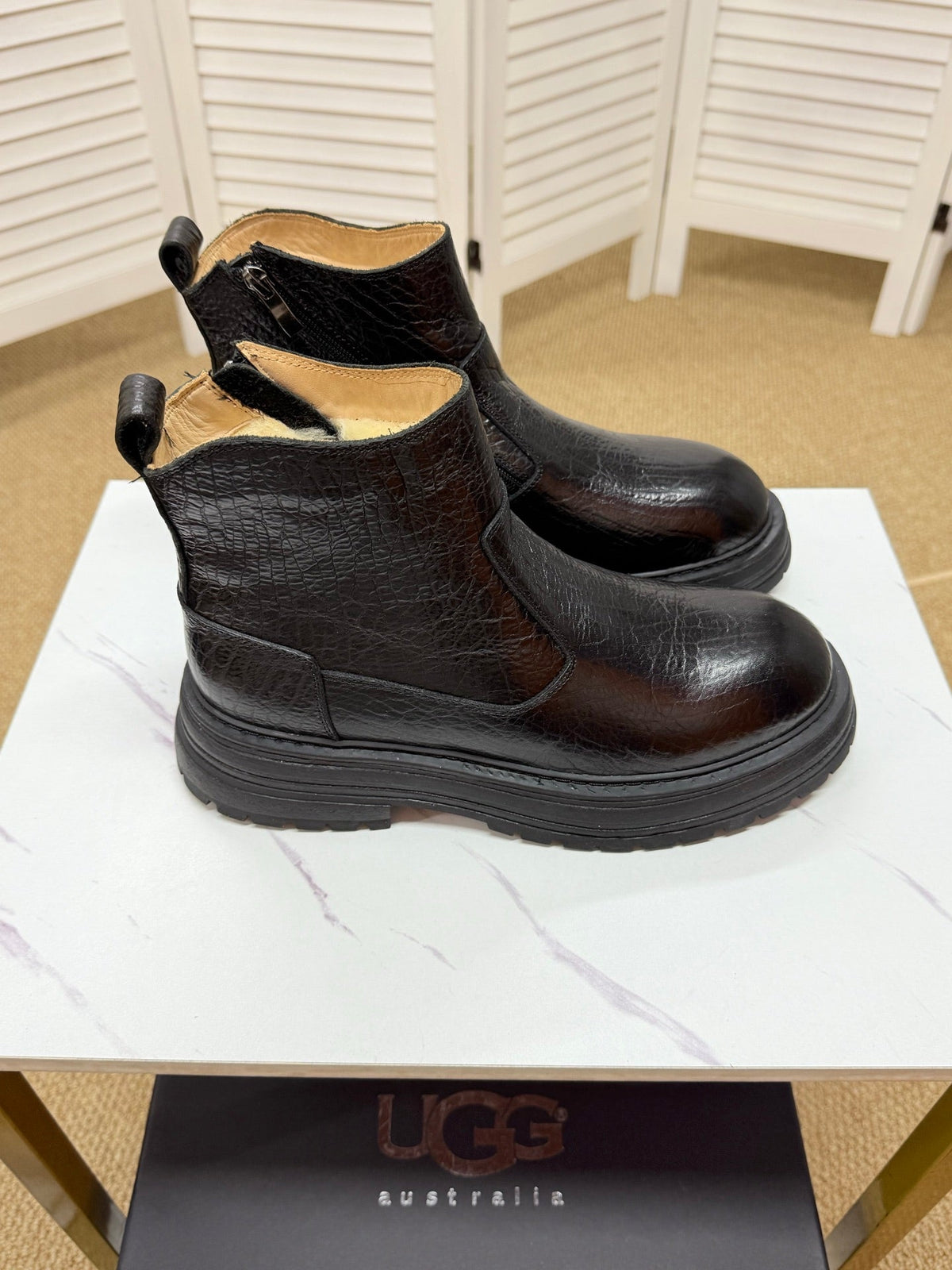 UGG Black Leather Chelsea Boots - product view 6