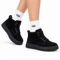 UGG Black Nubuck Lace-Up Winter Boots - side-angle hero view