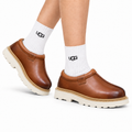 UGG Cognac Leather Slip-On Casual Shoes - side-angle hero view