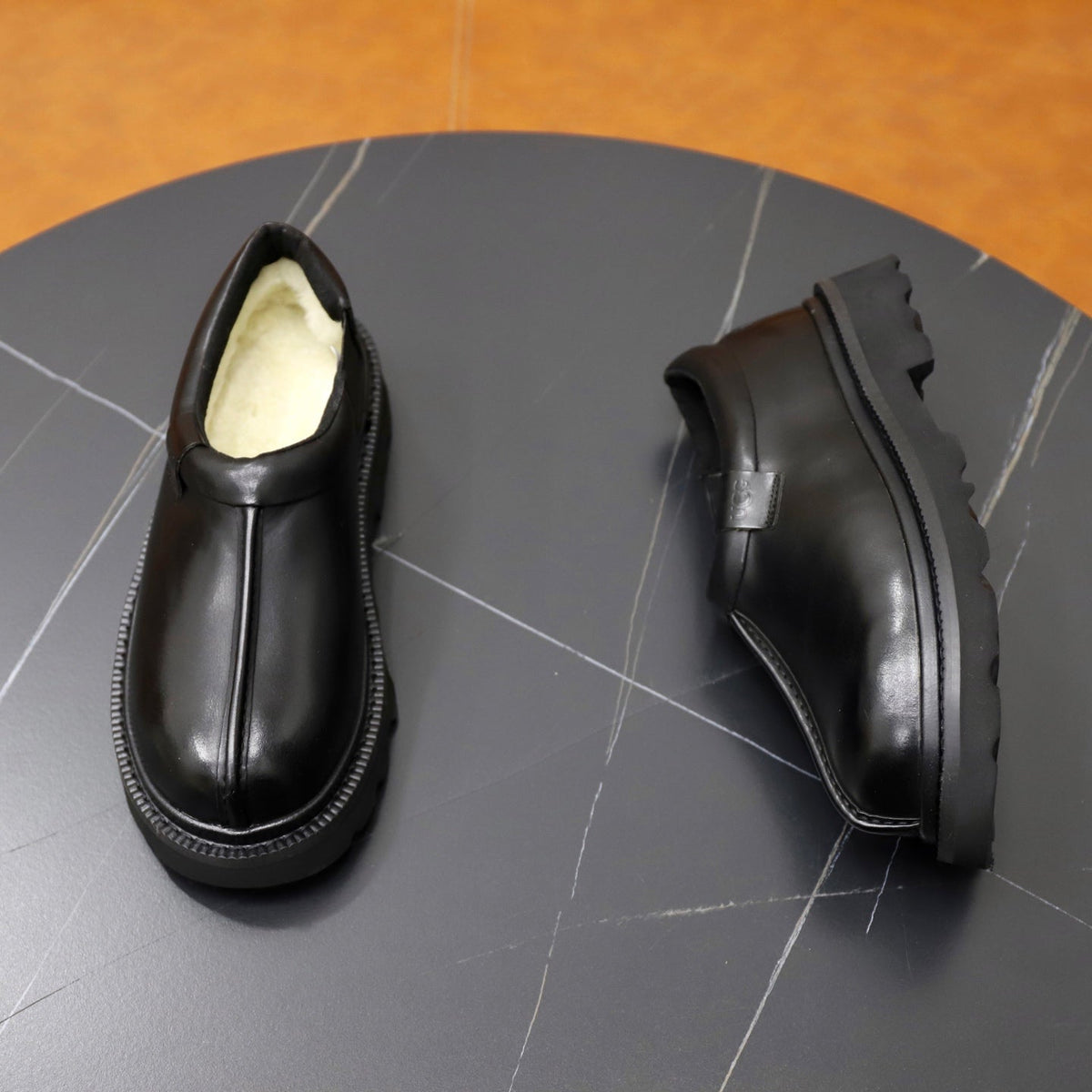 UGG Black Leather Slip-On Casual Shoes - product view 7